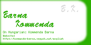 barna kommenda business card